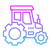 Ein Traktor-Icon in leuchtenden Farben symbolisiert landwirtschaftliche Themen.