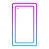 Ein stilisiertes Smartphone-Symbol mit einem neonfarbenen Rahmen repräsentiert moderne Apps.